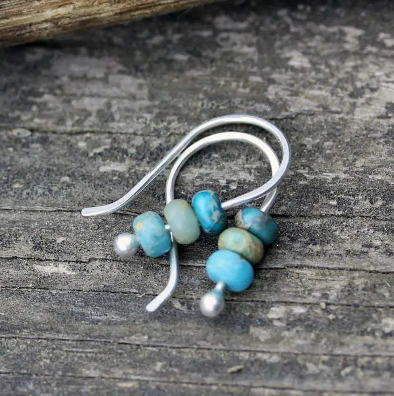 Turquoise earrings with pearls