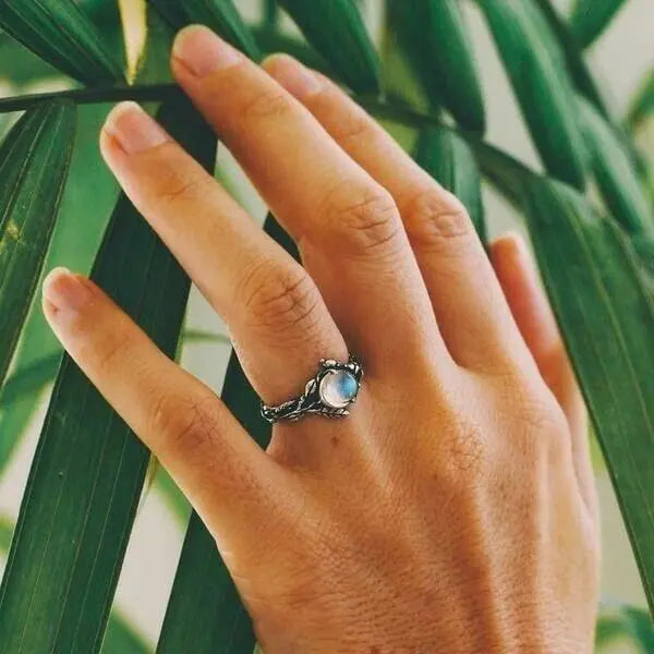 Celestial ring with moonstone