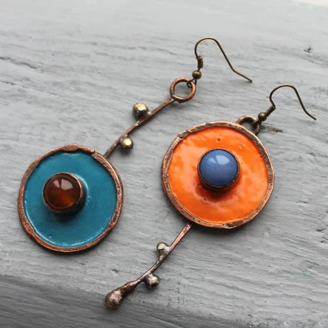 Hand-painted enamel earrings in vintage style