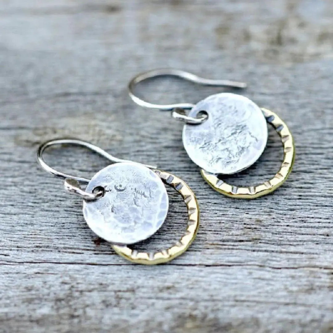 Vintage style earrings with gold and silver plate