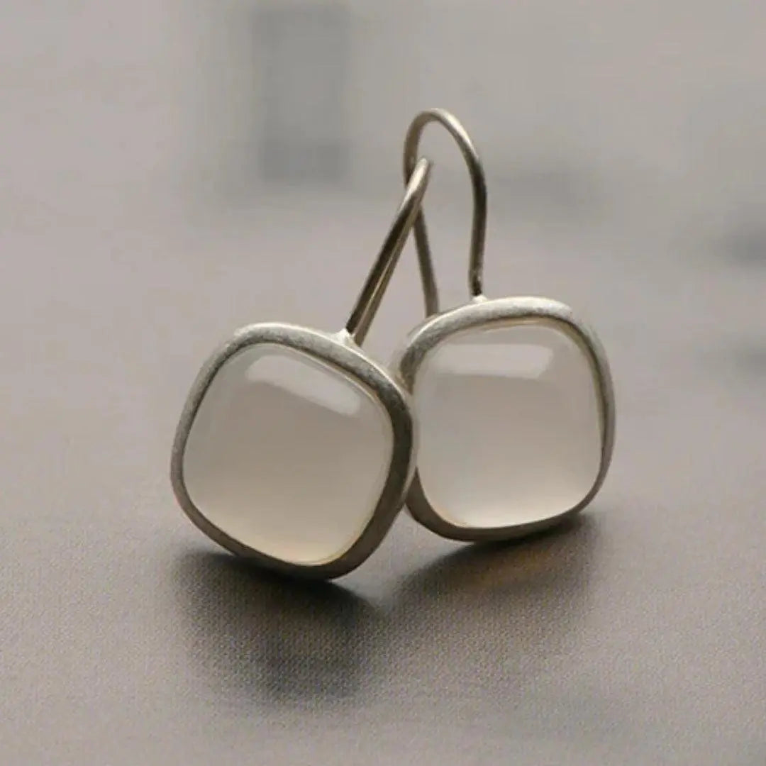 Earrings with cubic moon crystal in vintage style