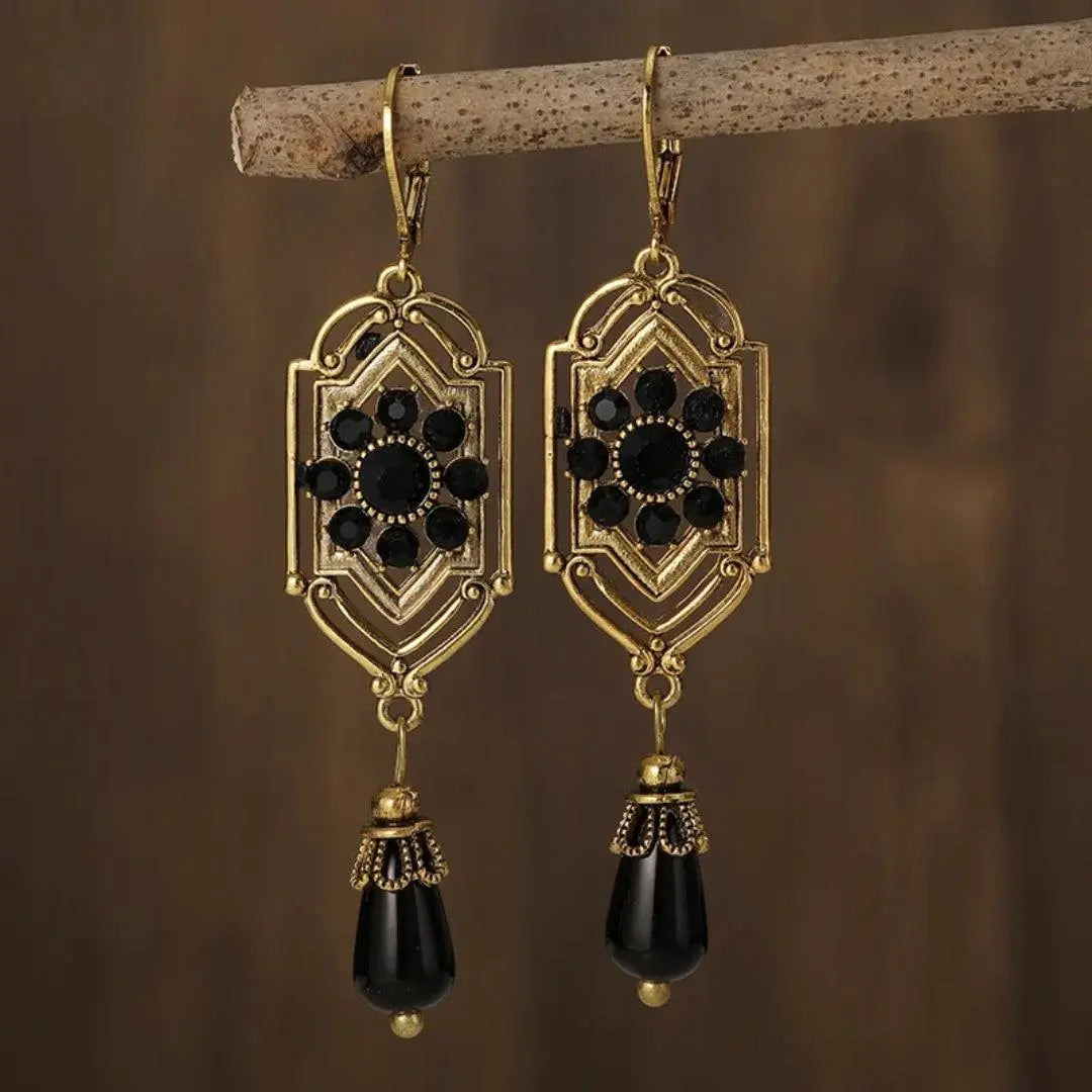 Gold-plated vintage-style pendant earrings