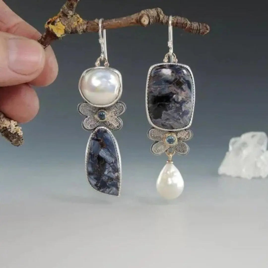 Dark vintage style pearl earrings