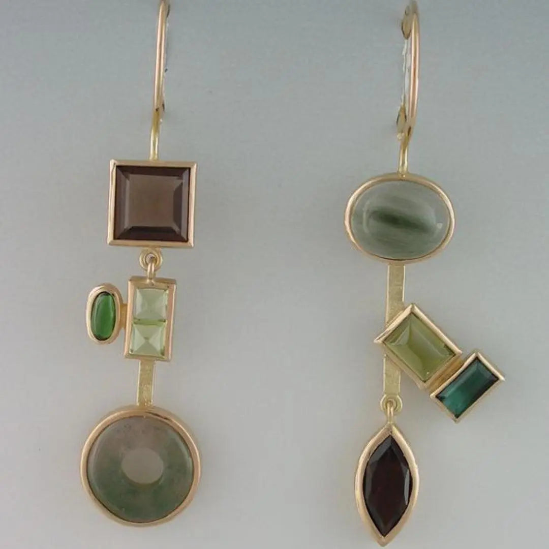 Antique earrings with crystals in forest style