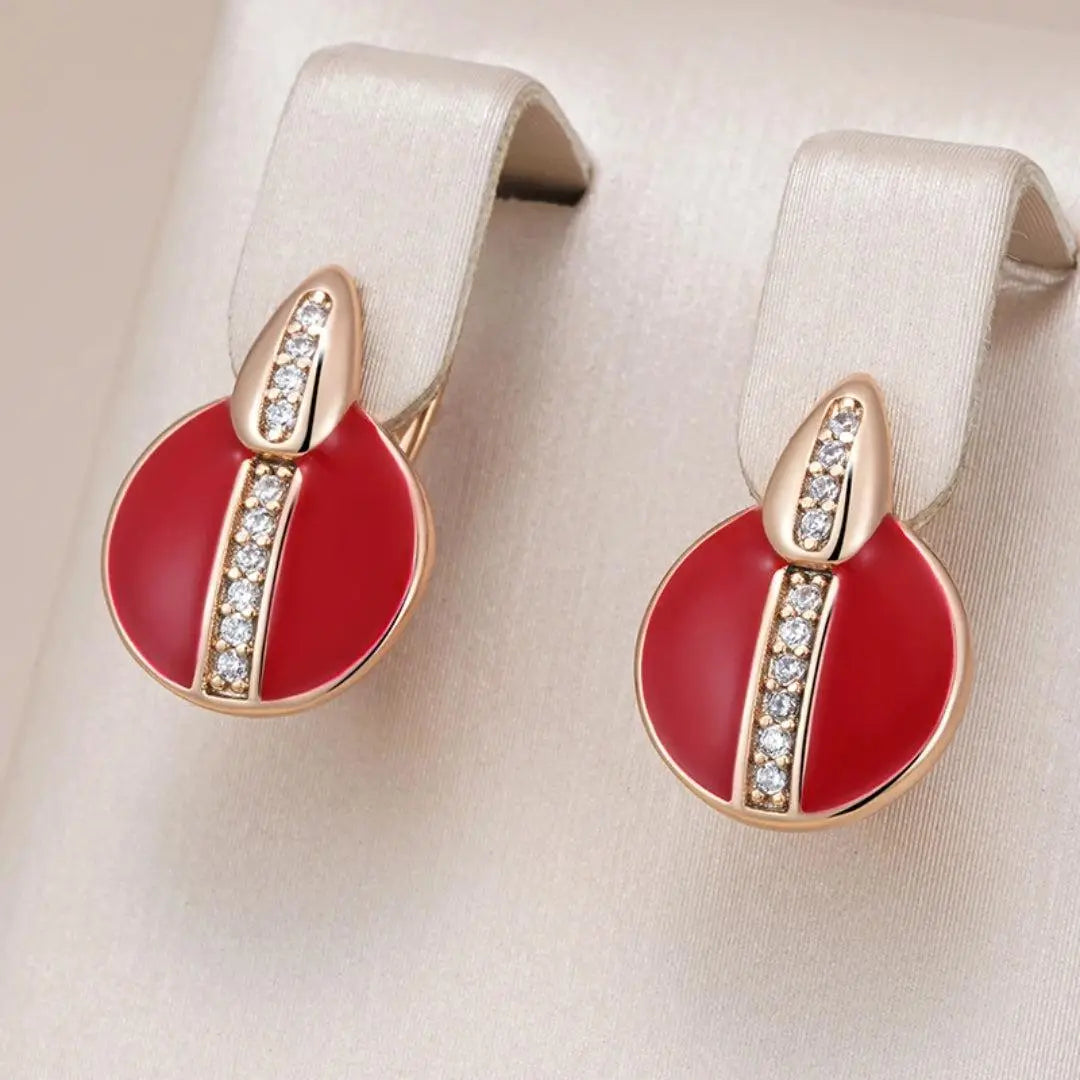 Elegant red enamel earrings