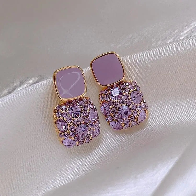 Luxury purple earrings with zircons