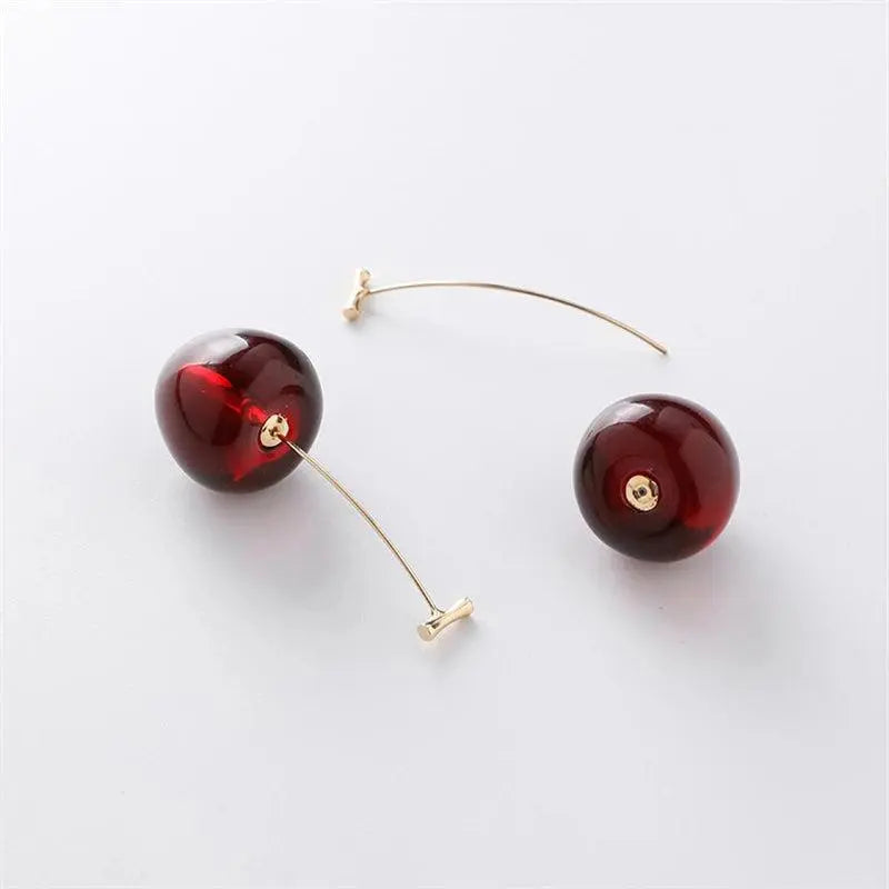 Red luxury earrings with cherries