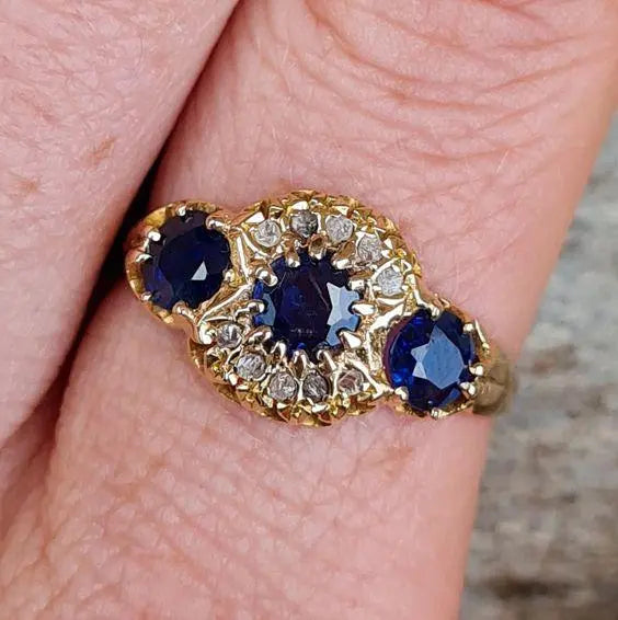 Vintage style blue zirconia ring