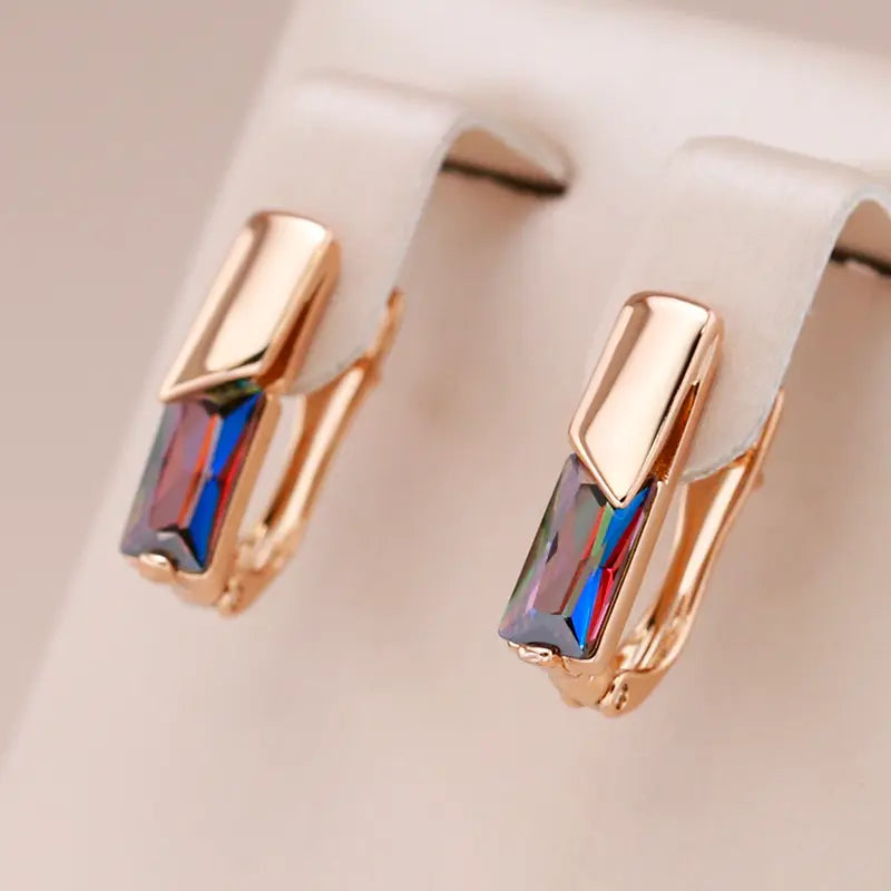 Multicolored earrings with small crystals