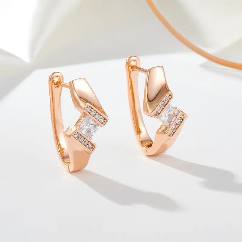Gold-plated earrings with irregularly shaped zircons