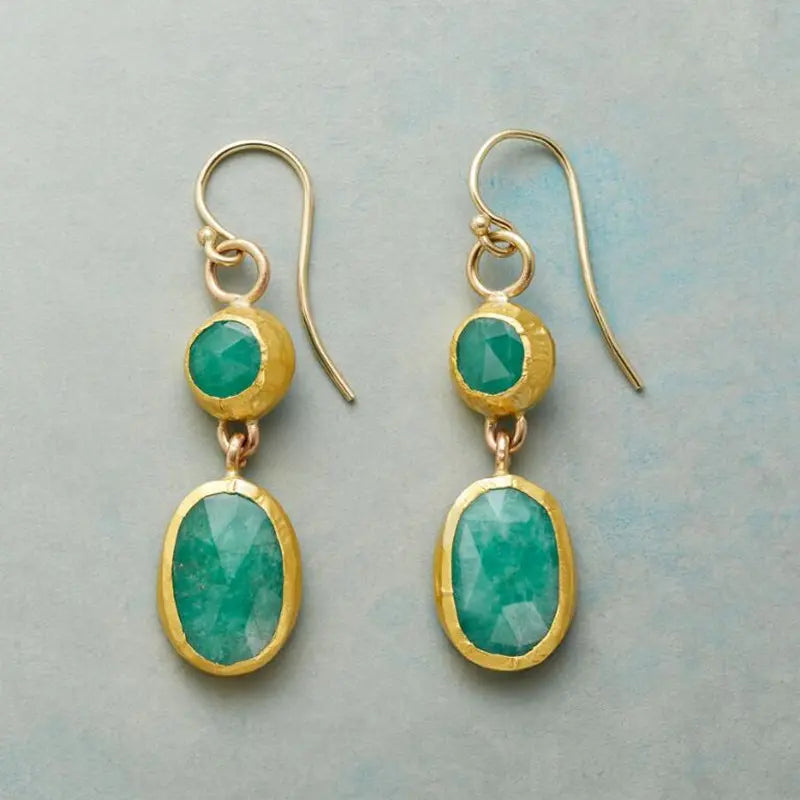 Gold earrings with turquoise in vintage style