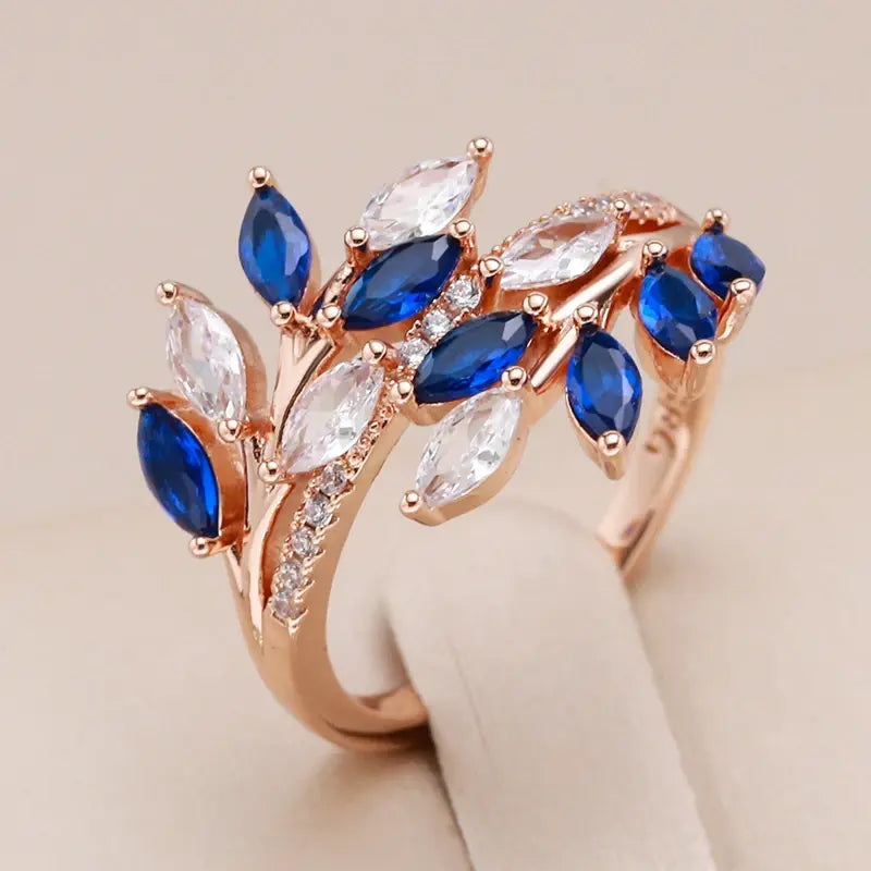 Elegant ring with blue crystal
