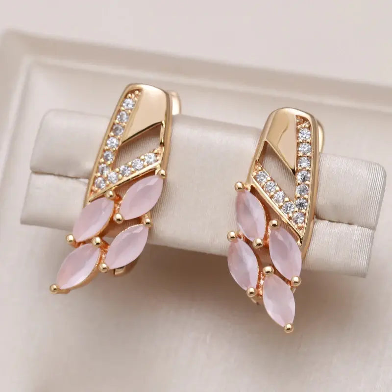 Elegant earrings with pink crystals