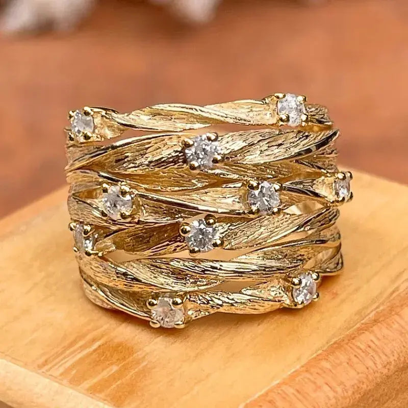 Gold ring in vintage style