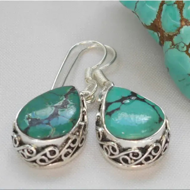 Vintage earrings with natural turquoise
