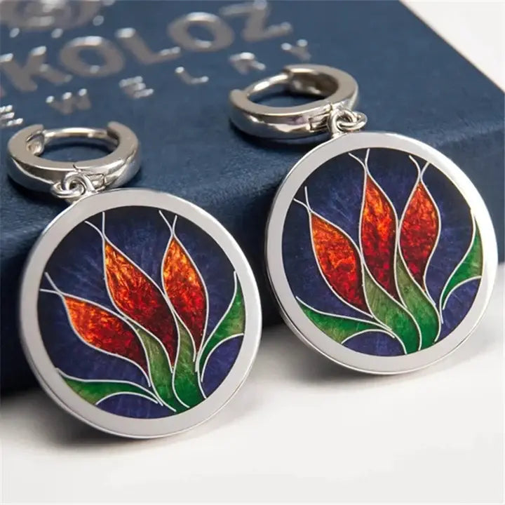 Enameled vintage style earrings