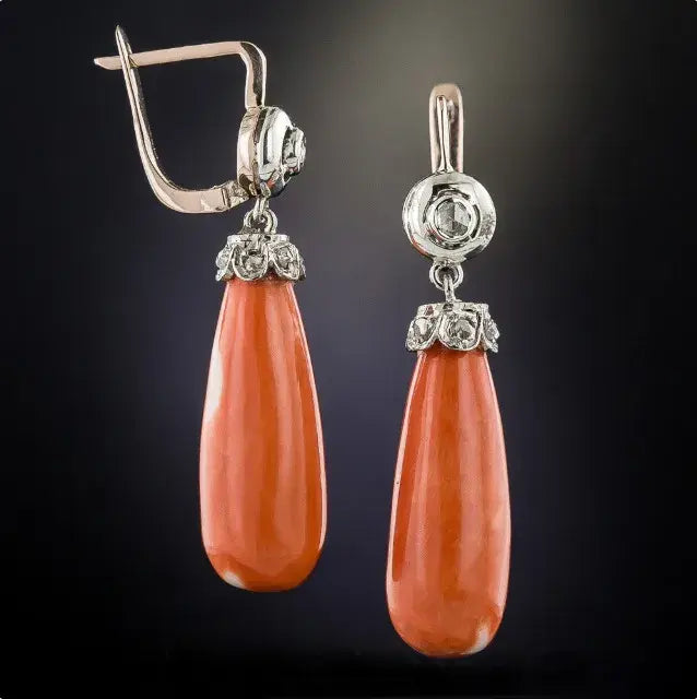 Red vintage earrings with cubic zirconia