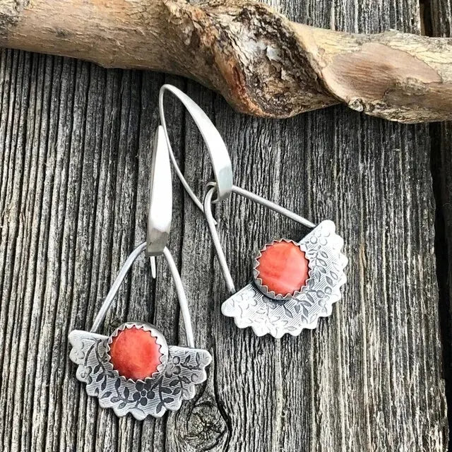 Red vintage style earrings
