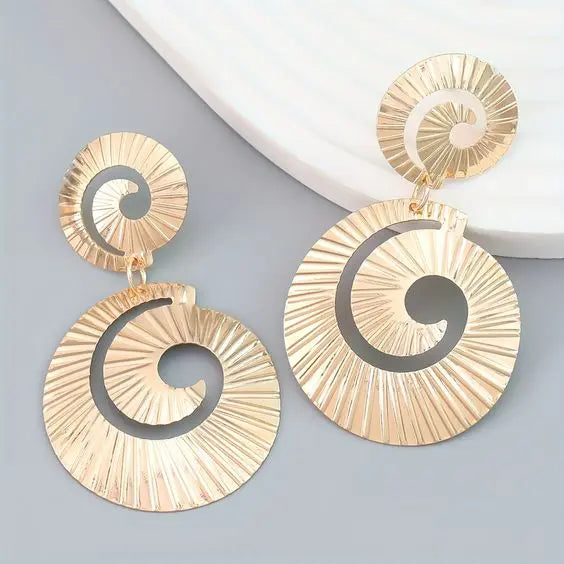 Gold boho spiral earrings