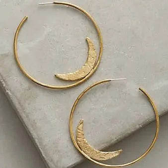 Gold vintage style moon earrings