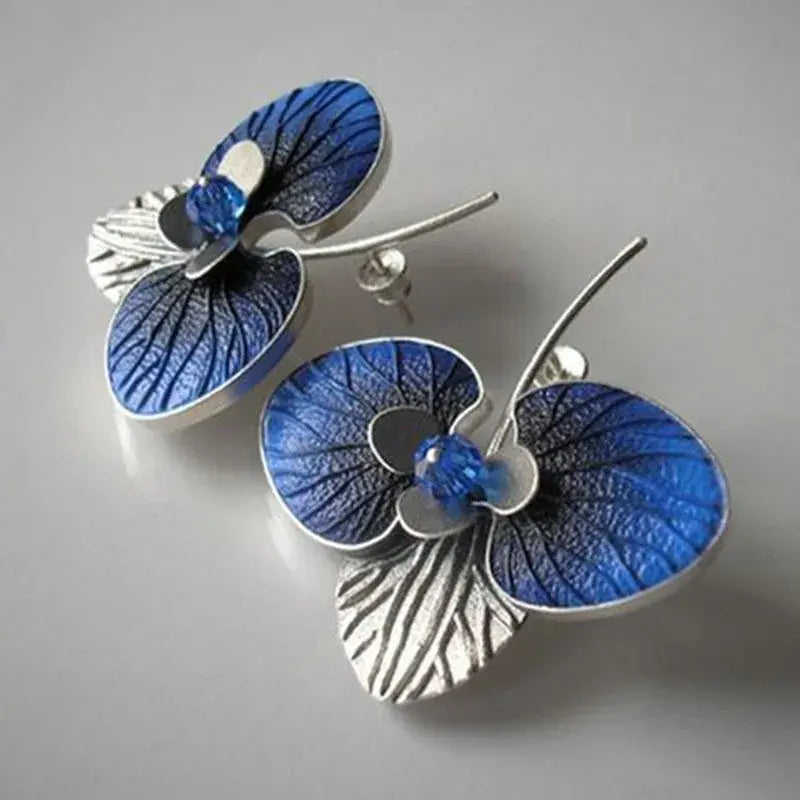 Earrings with blue enamel and silver