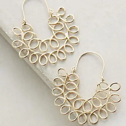 Gold mandala earrings in vintage style