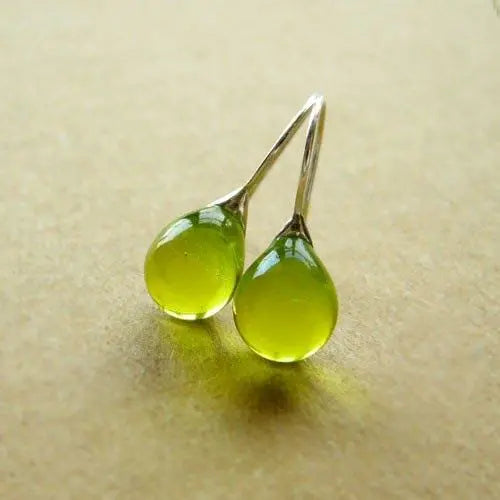 Vintage style olive glass earrings