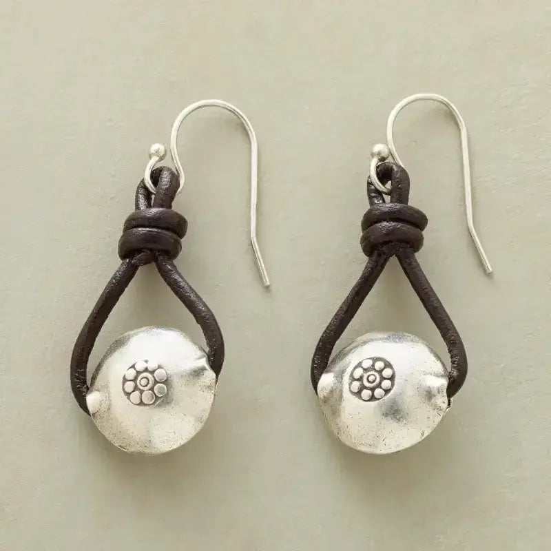 Vintage style leather earrings