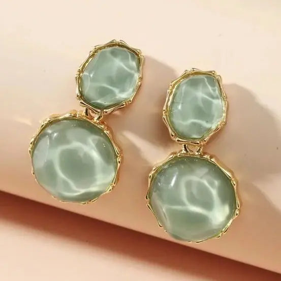 Vintage style green water earrings