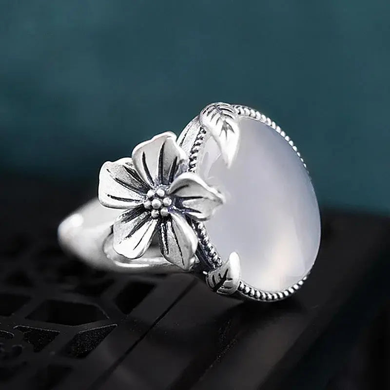Moonstone ring in vintage silver