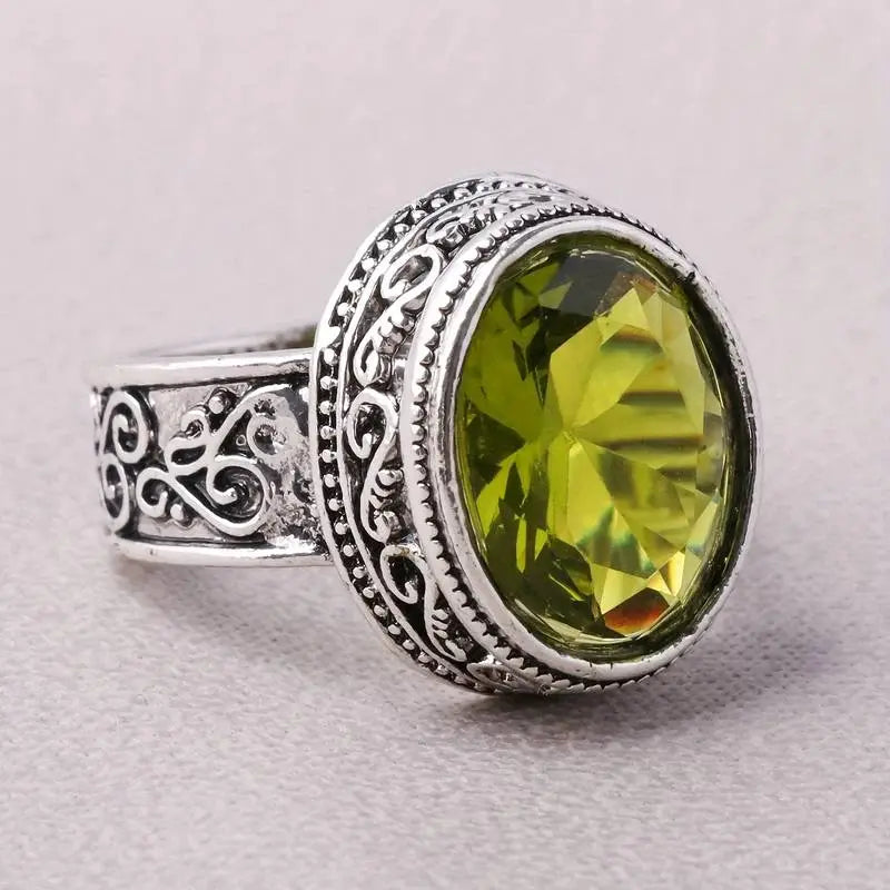 Vintage style olive glass ring