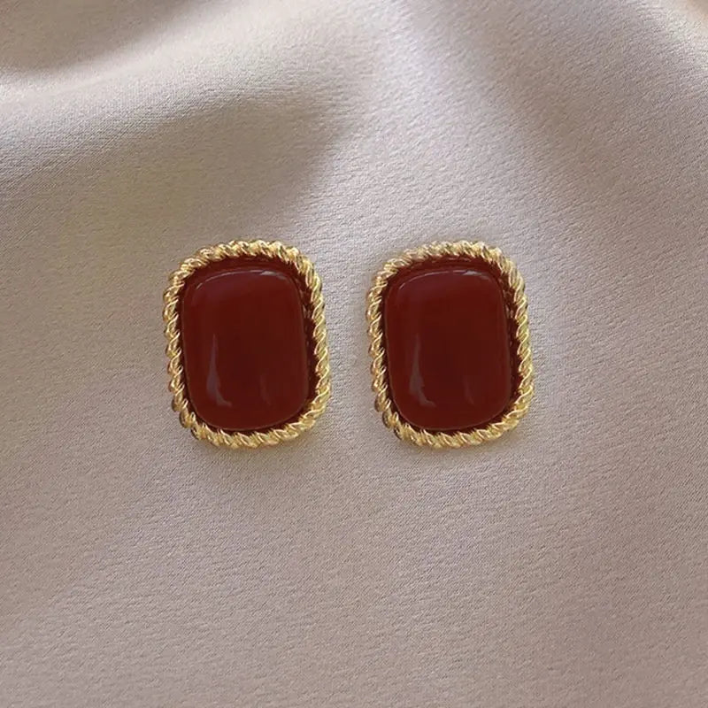 Elegant red and gold earrings