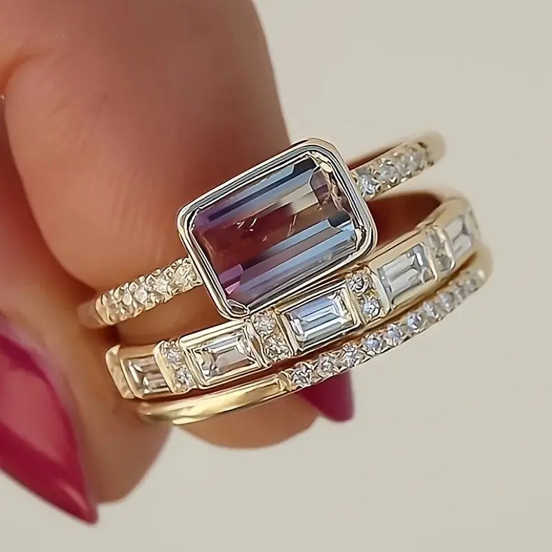 Set of illuminated glass rings in vintage style