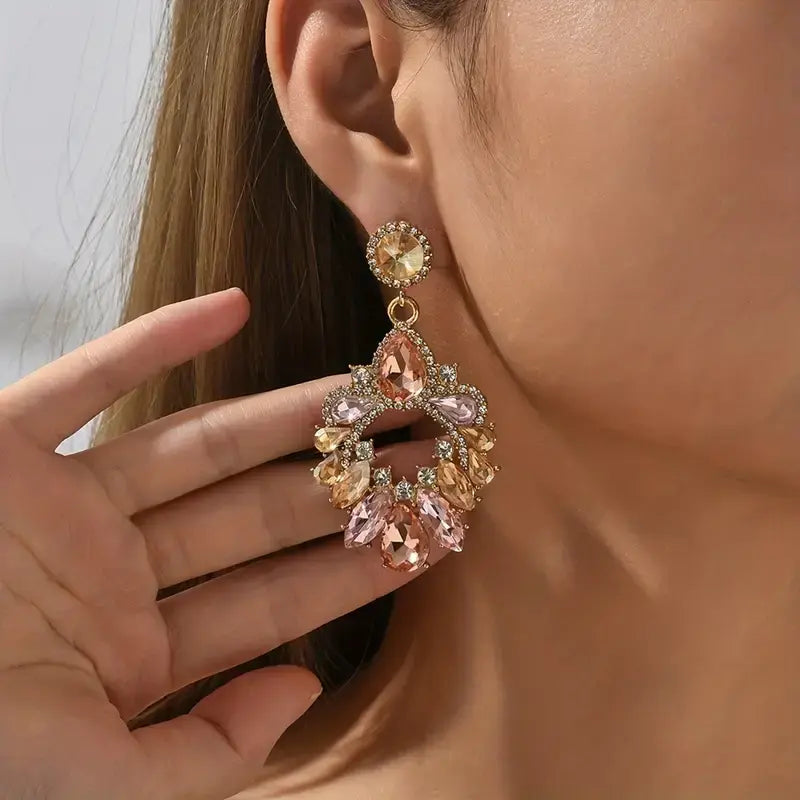 Crystal boho pendant earrings