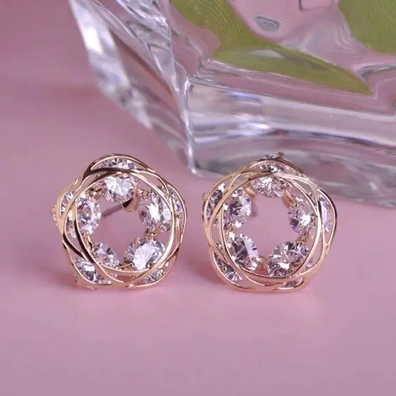Elegant gold and crystal earrings