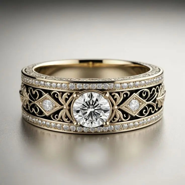 Gold-plated vintage ring with crystal