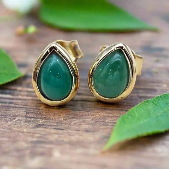 Gold and green vintage style earrings