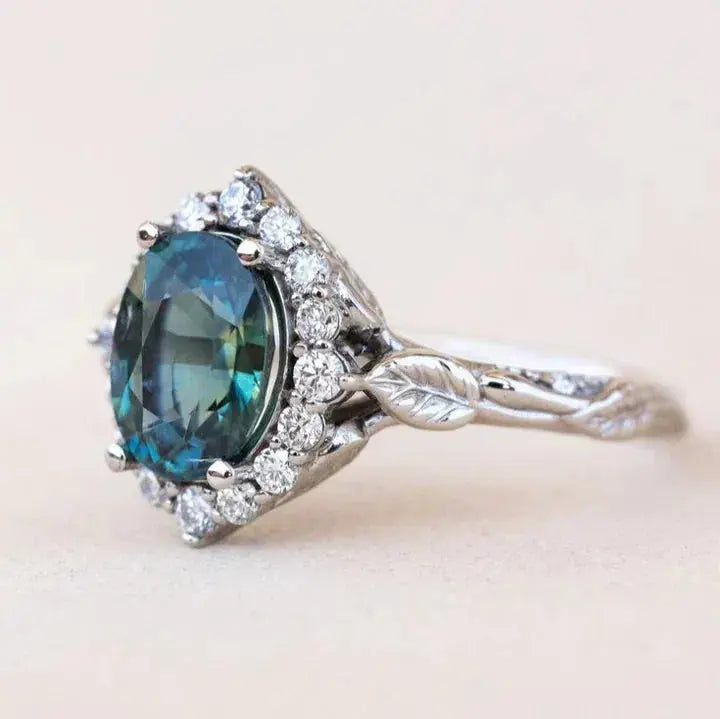 Vintage ring with blue diamond
