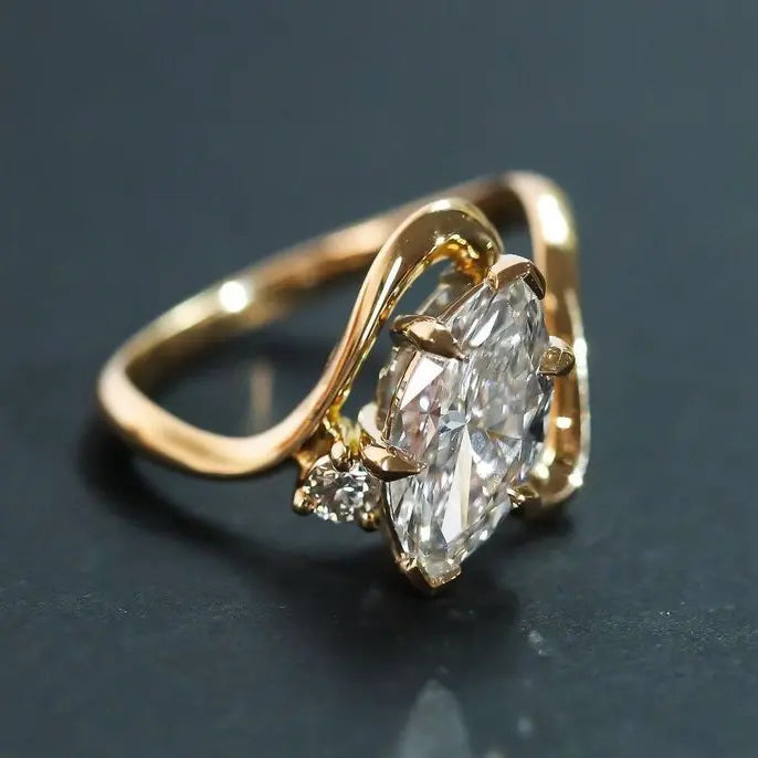 Gold ring with vintage style crystal