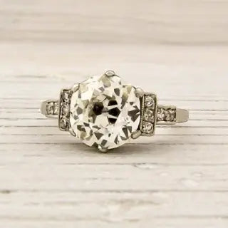 Silver glass ring in vintage style