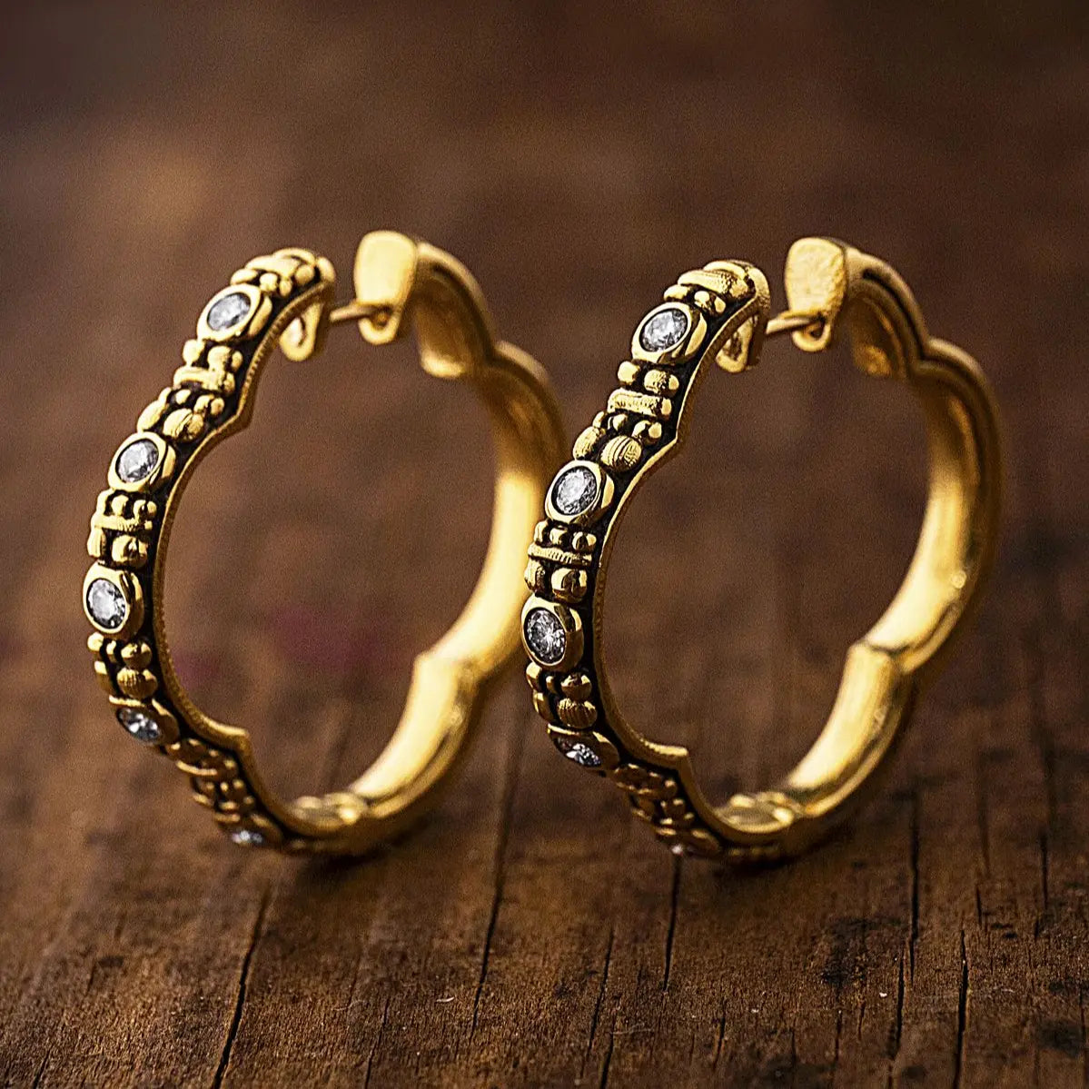 Irregular gold rings in vintage style