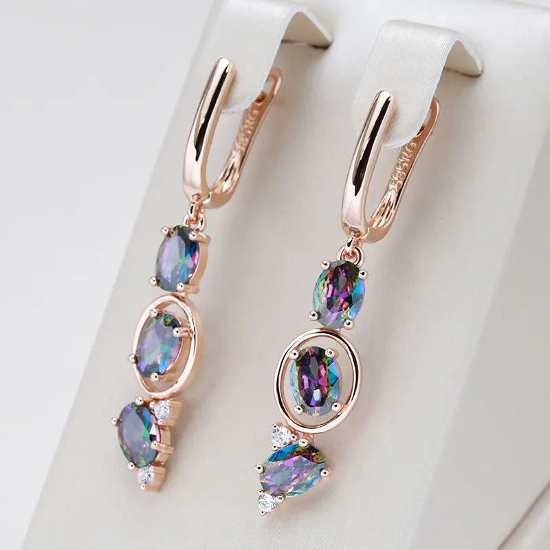 Earrings with multicolored crystals in gold color