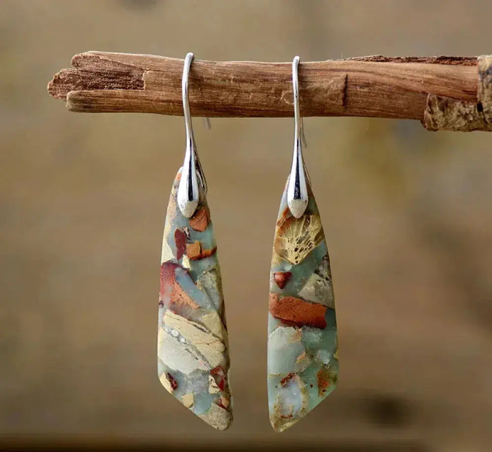 Natural stone earrings in vintage style