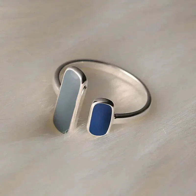 Silver ring with blue stone