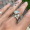 Geometric leaf-shaped opal ring
