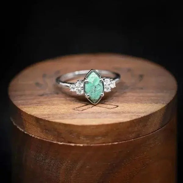 Ring with natural turquoise and diamond
