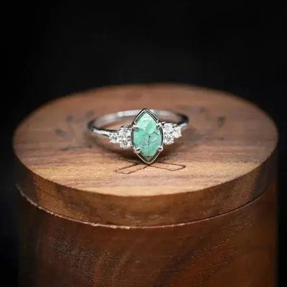 Ring with natural turquoise and diamond