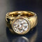 Forged gold ring with zircons in vintage style