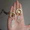 Boho earrings made of gold-colored quartz