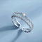 Adjustable, elegant ring with cubic zirconia in sterling silver